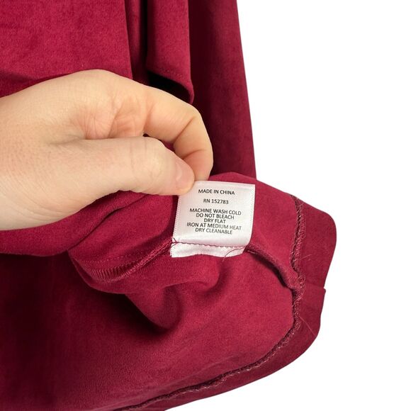 Anna Cate Nina Suede Blouse Beet Red V-Neck Party Office Boho NWT Womens XS - Picture 7 of 8